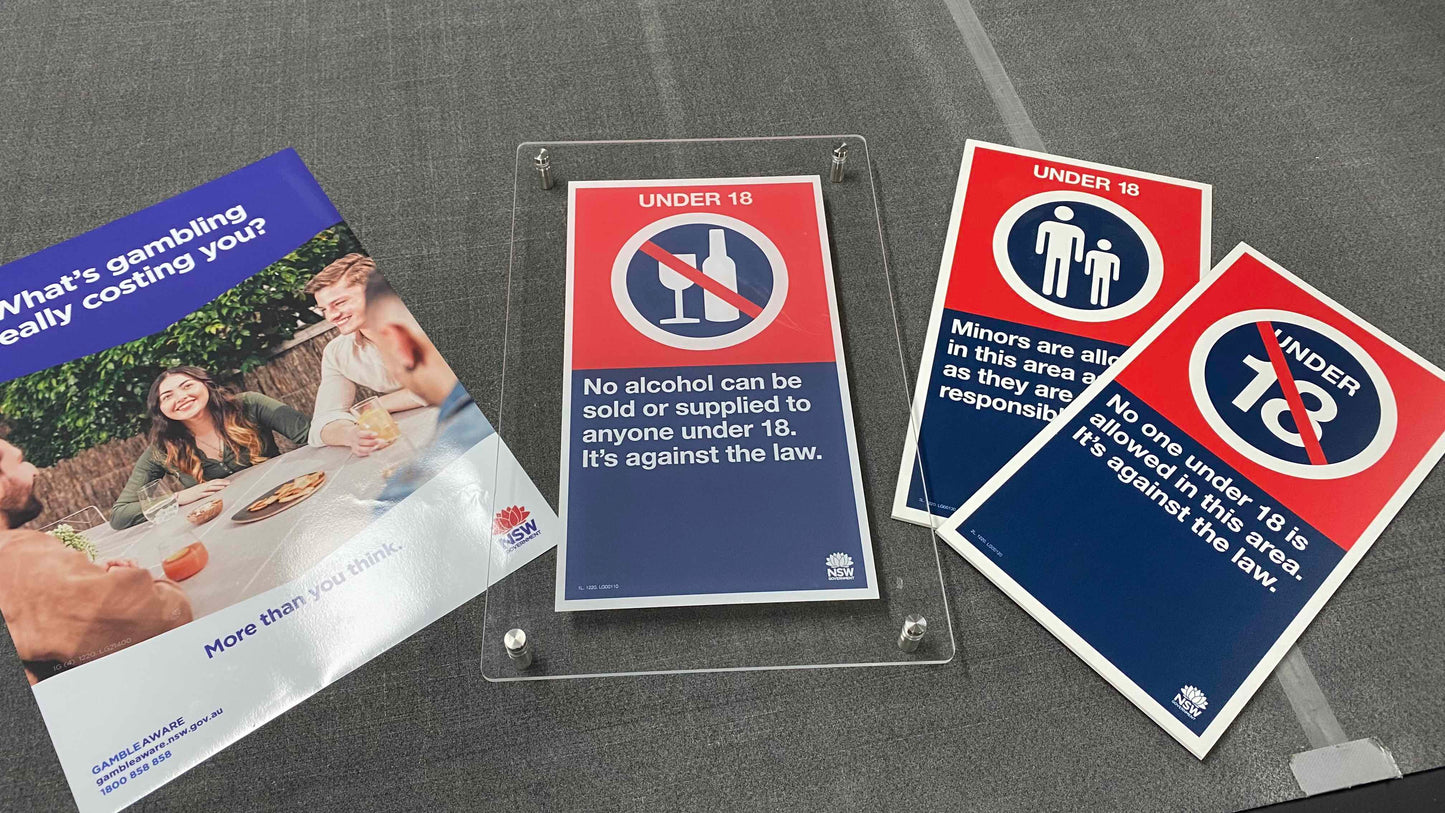 Liquor and Gaming Compliance Signage