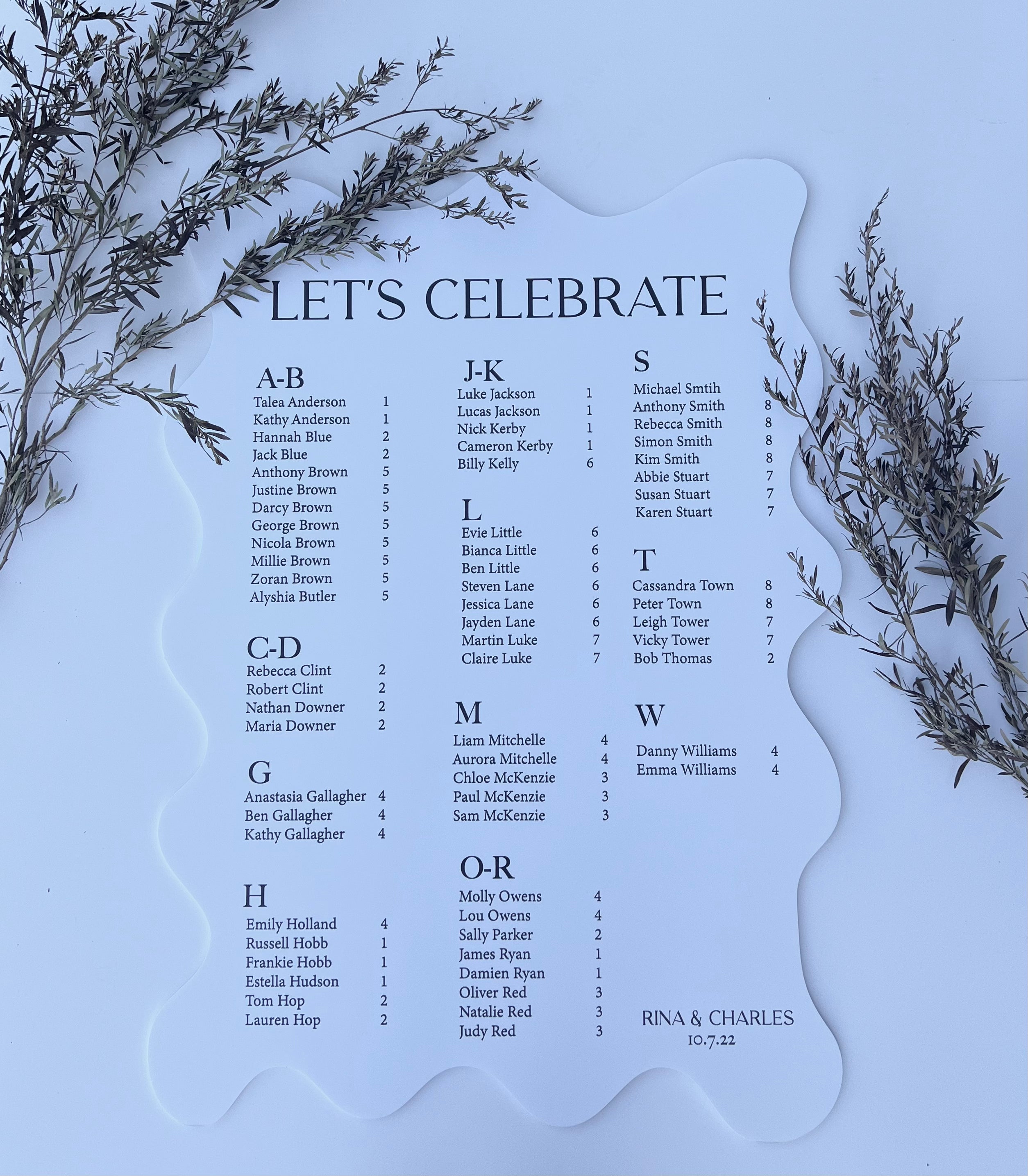 Rina Foam Board Welcome or Seating Sign