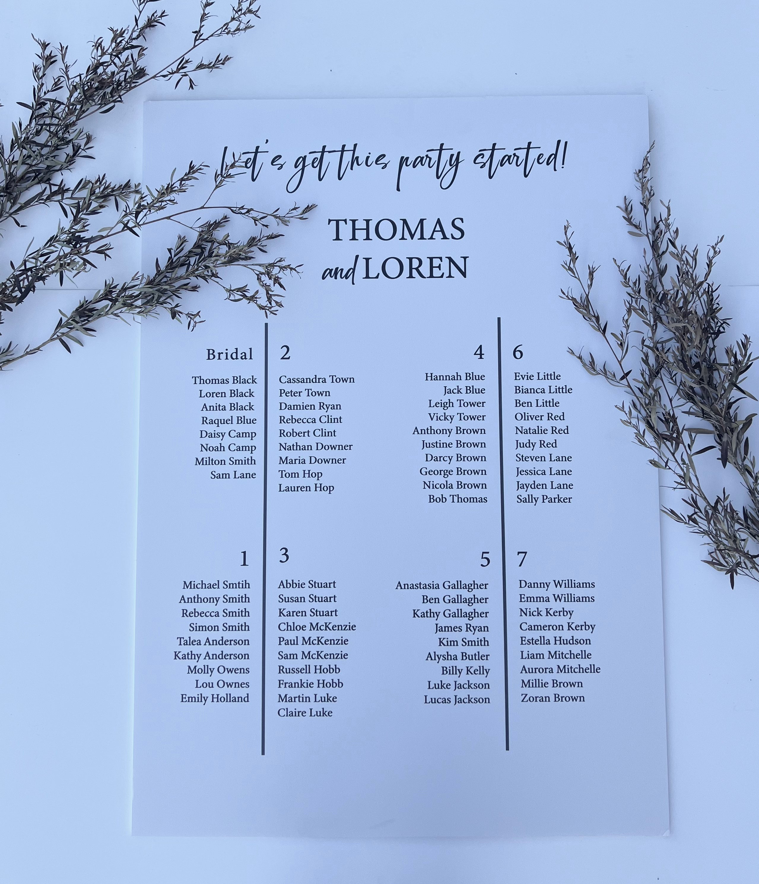 Thomas Foam Board Welcome or Seating Sign